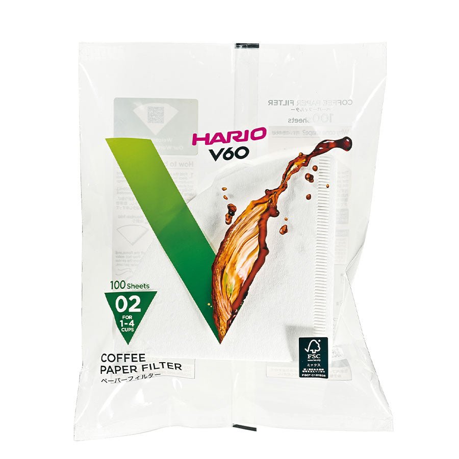 Filtros de papel V60 02 - Blanco 100 Hojas Hario - DFRNT.
