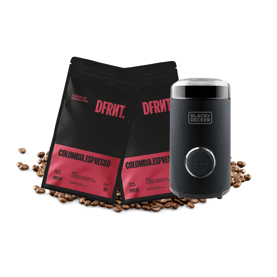 Pack Colombia.Espresso Grano 2x250gr + Molinillo café Black+Decker - DFRNT.
